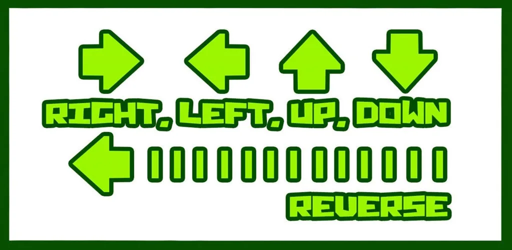 Right, left, up, down, reverse