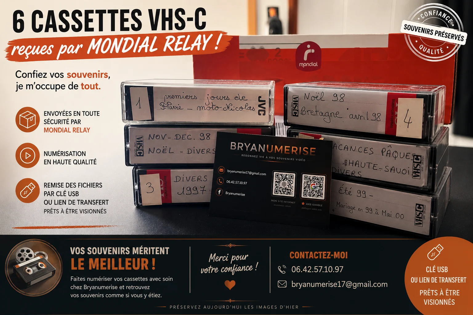 Envoi de vos cassettes vidéo via Mondial Relay