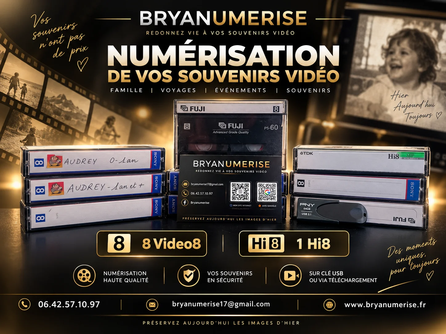 Numérisation de cassettes Vidéo 8 - Réalisations Bryanumerise