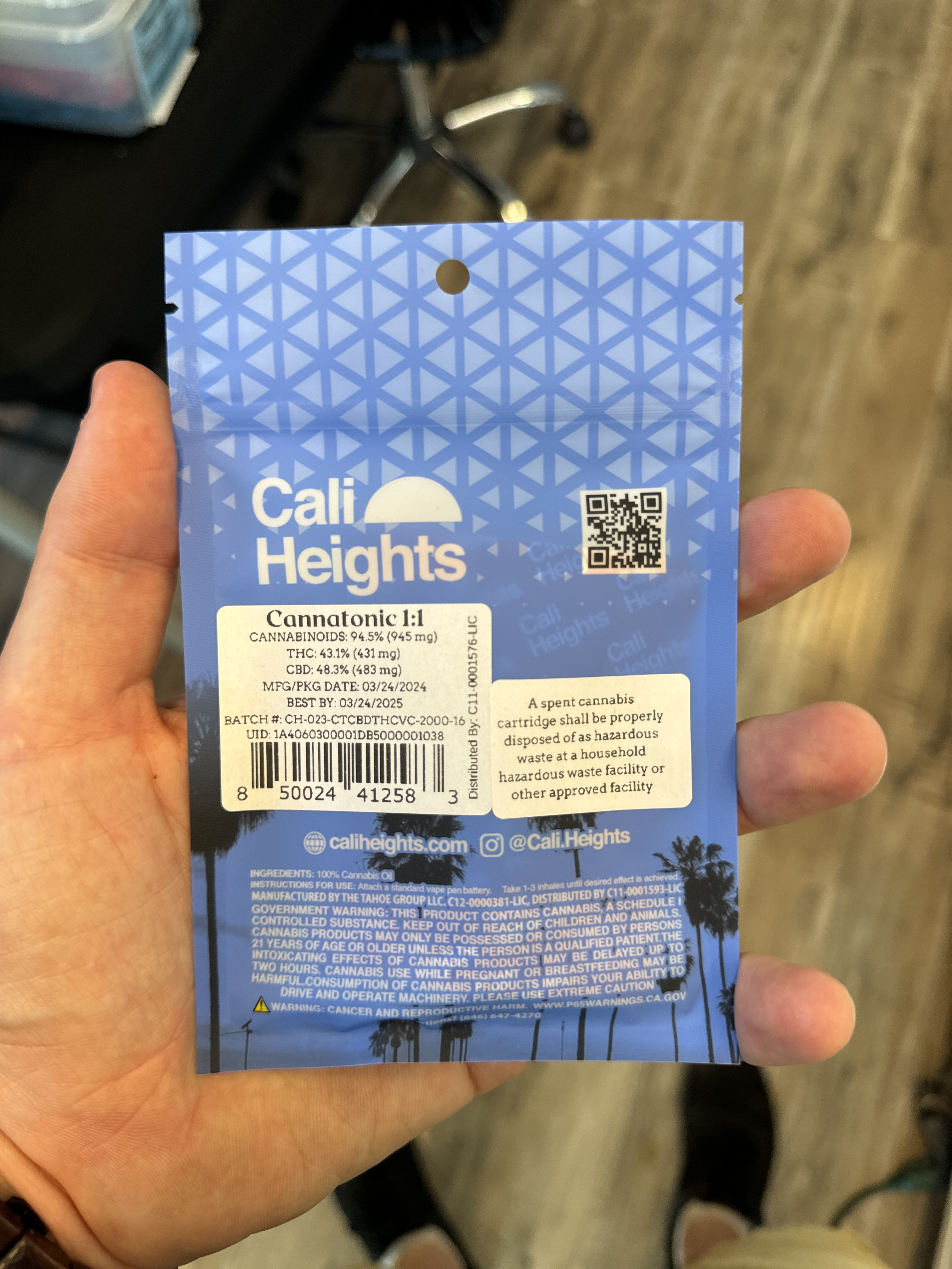 Cali Heights Cannatonic 1:1 Oil Cartridge