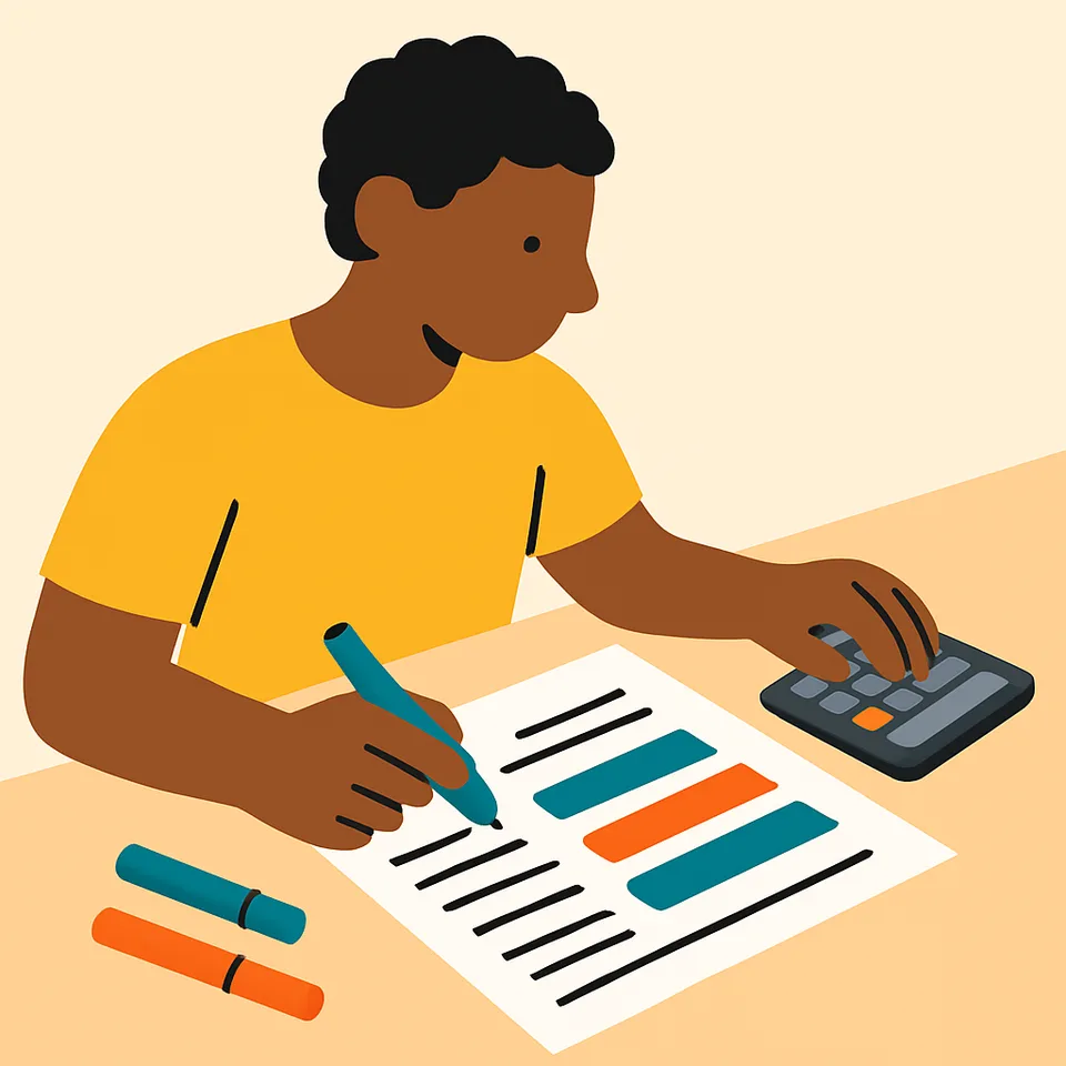 Person creating a budget plan