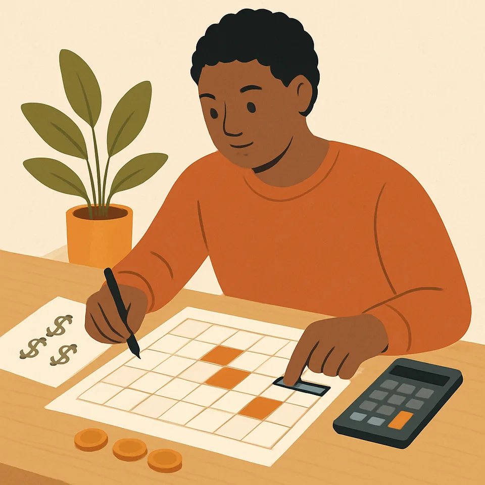 Person budgeting with a calendar and calculator