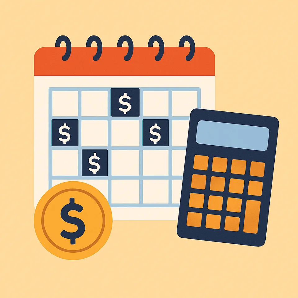 Calendar and calculator for budgeting