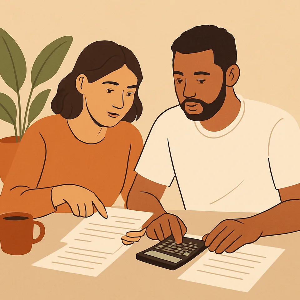 Couple reviewing shared bills