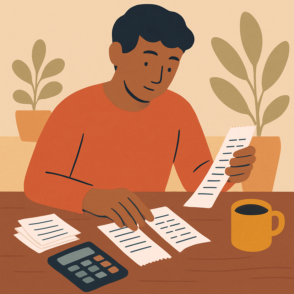 Organizing grocery receipts for budgeting