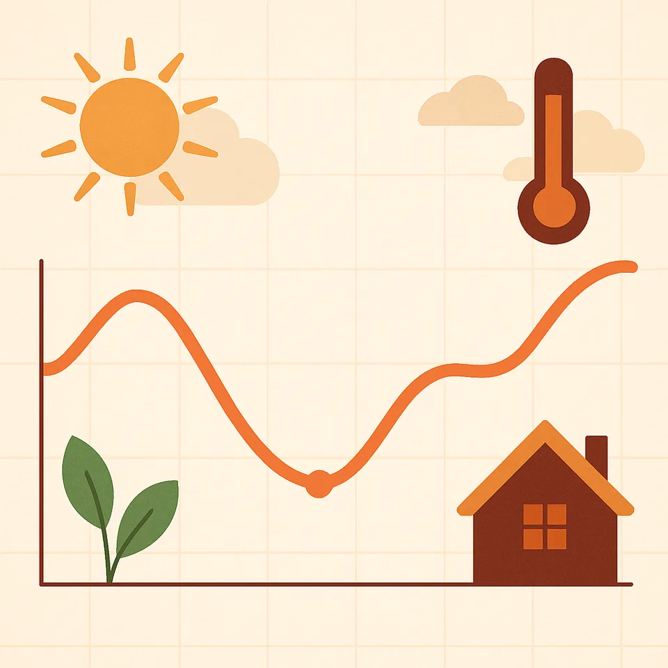 Graph of utility cost changes over seasons