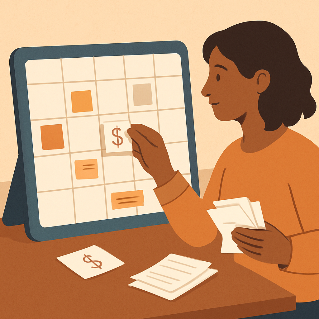Organizing bills on a digital calendar