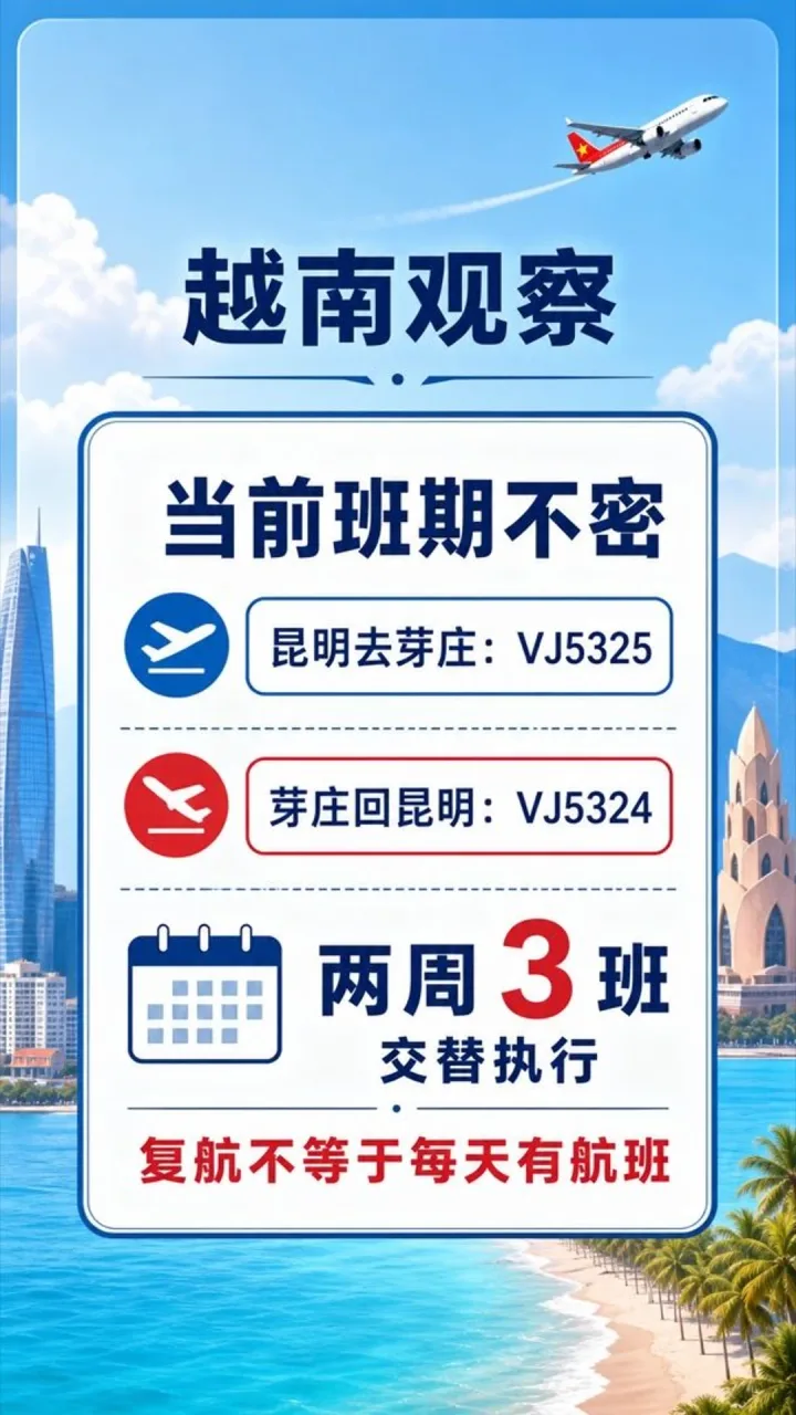 # 昆明至芽庄航线恢复运营