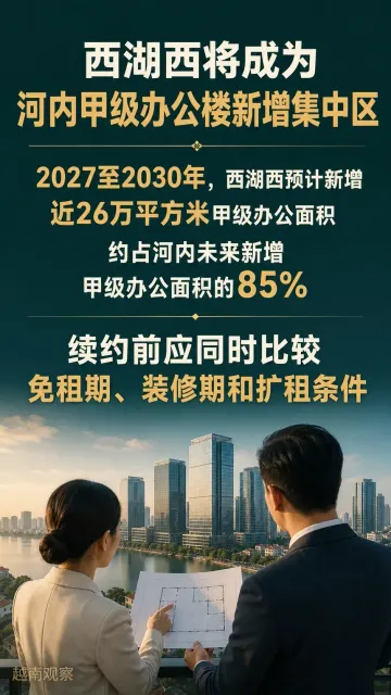 # 河内甲级写字楼空置率升至26.2%