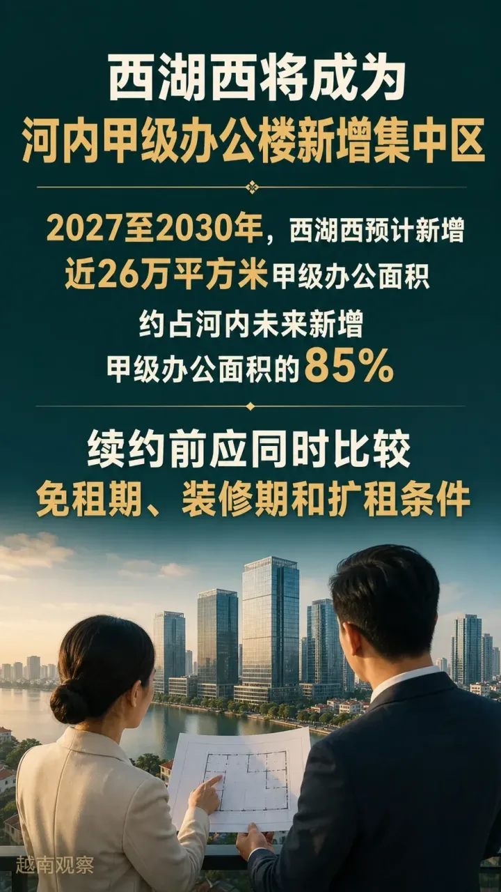 # 河内甲级写字楼空置率升至26.2%