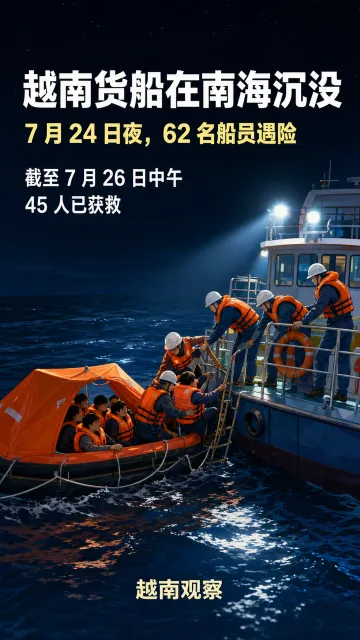 # 中国救援力量在南海救起 39 名越南船员