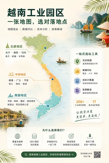 越南建厂选址地图：北中南产业带对比与工业区考察指南