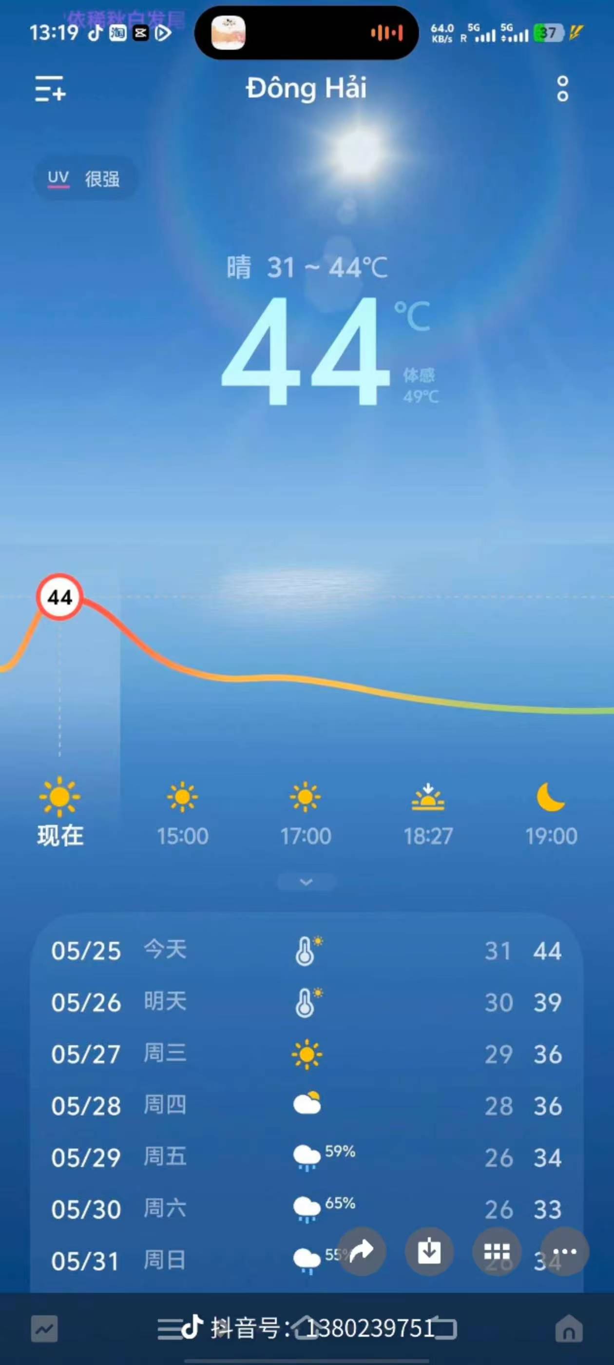 记录一下，今天海防气温：44°C，你那里呢？