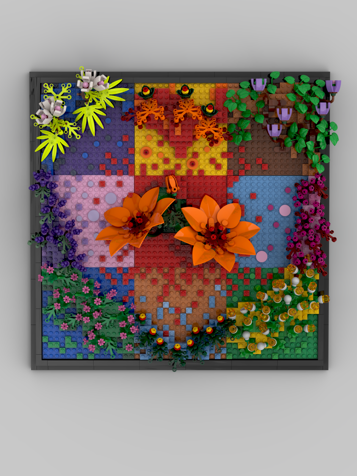 Collective Bloom – tavla med nio fyrkanter och blommor