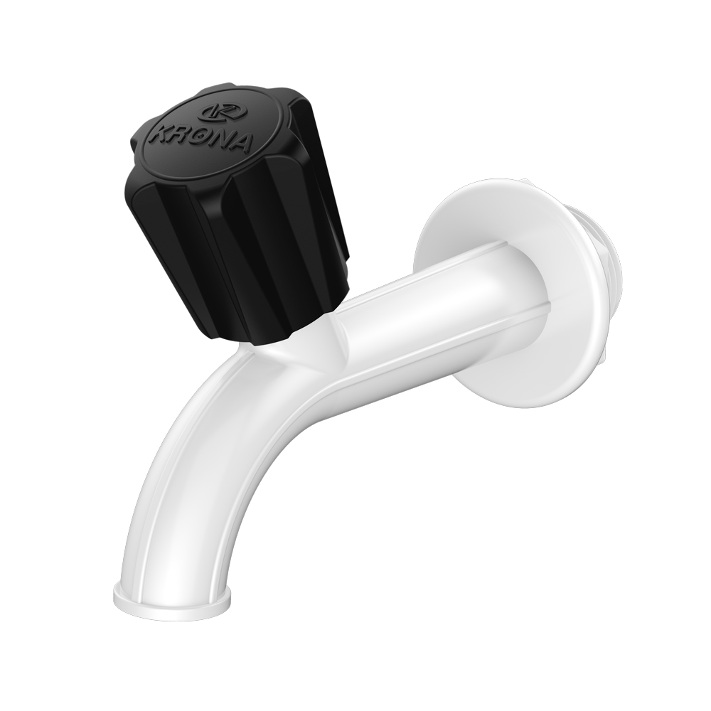 Torneira de Parede Slim Bicolor Preto e Branco para Tanque e Jardim