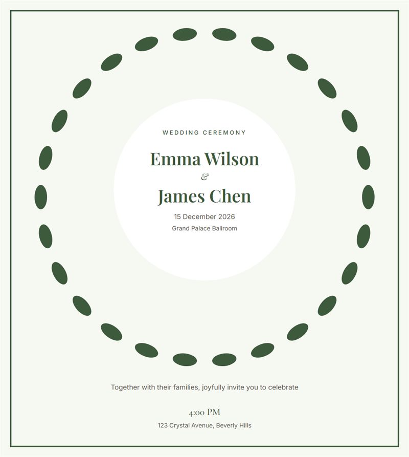 Green Leaf Wreath invitation template