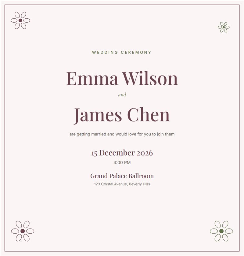 Daisy Corner Wedding invitation template