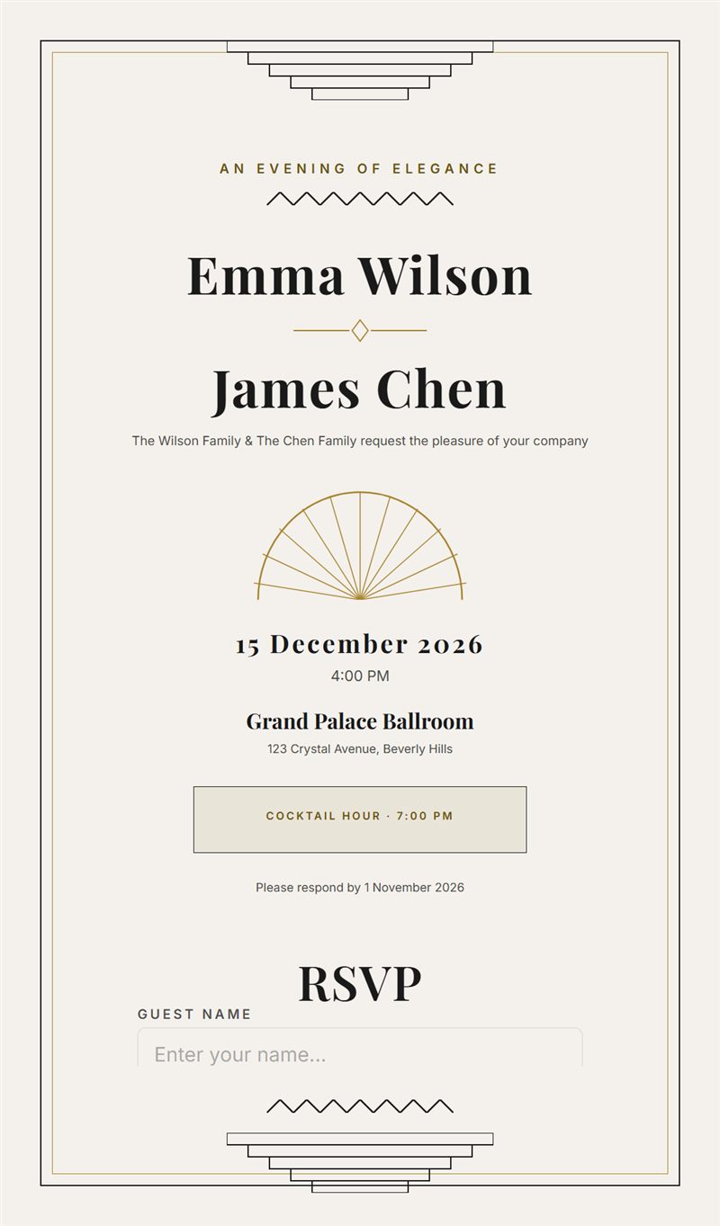 Art Deco Evening invitation template