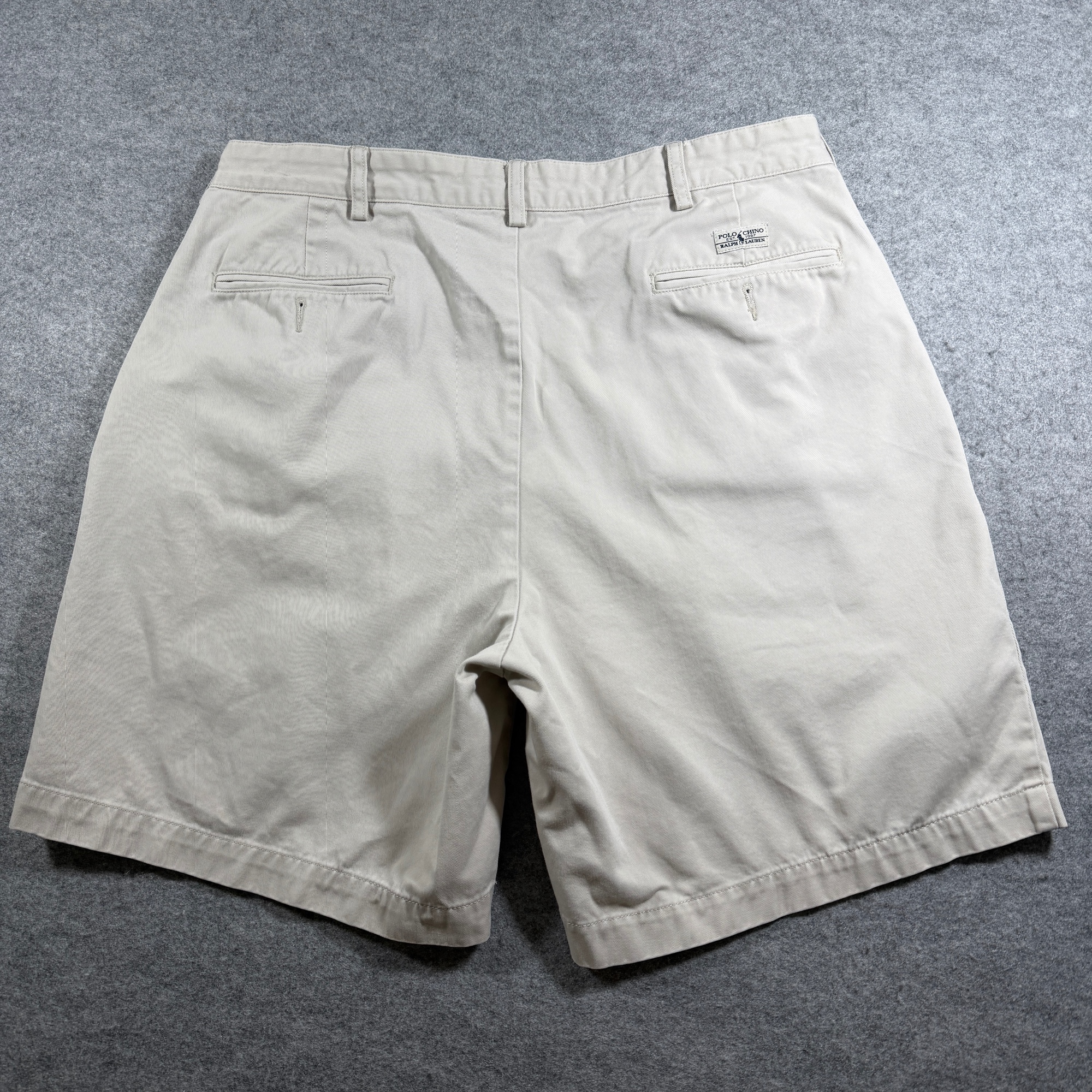 Vintage Polo Ralph Lauren Chino Shorts Mens 36 Khaki Pleated Front Cotton Golf thumbnail 2