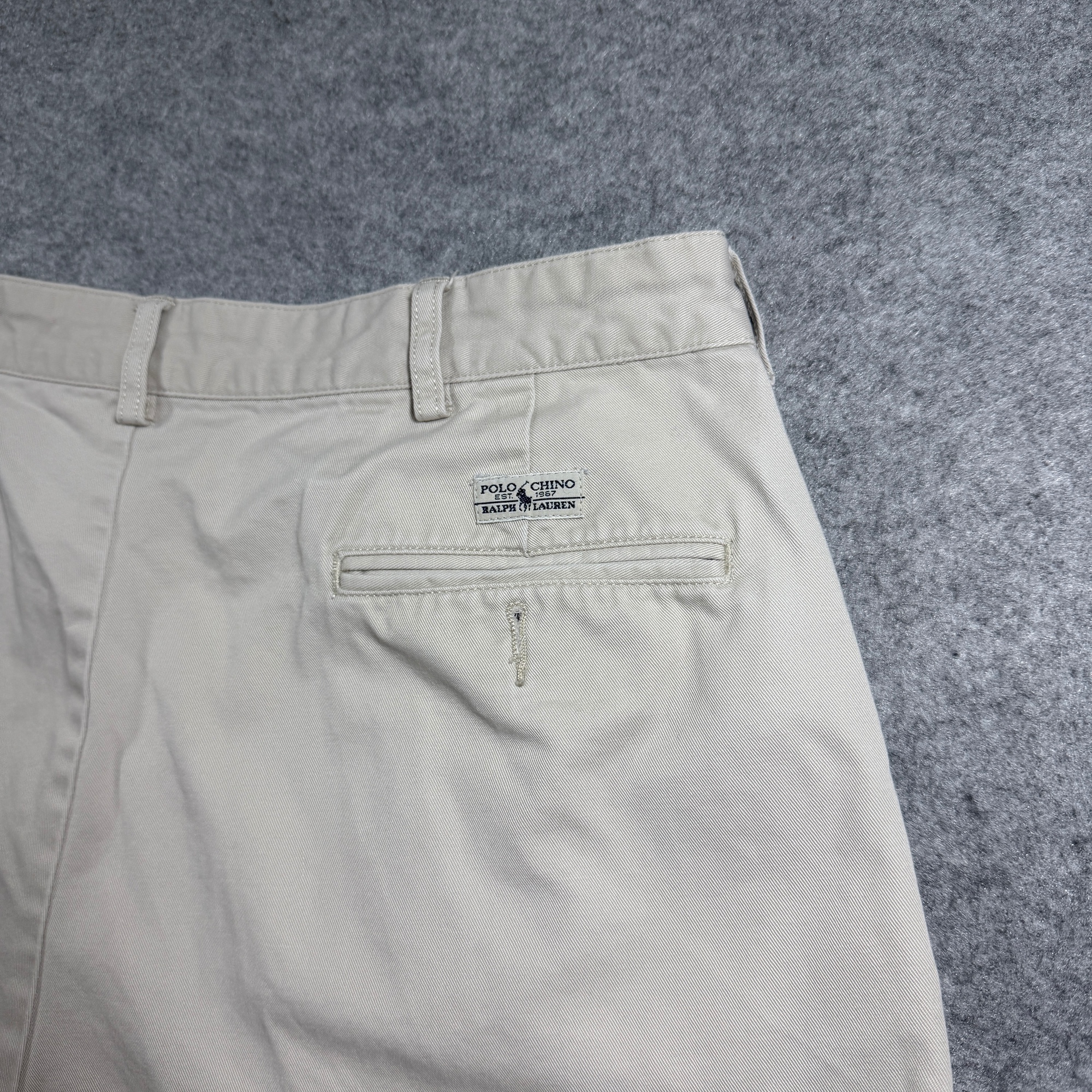Vintage Polo Ralph Lauren Chino Shorts Mens 36 Khaki Pleated Front Cotton Golf thumbnail 3