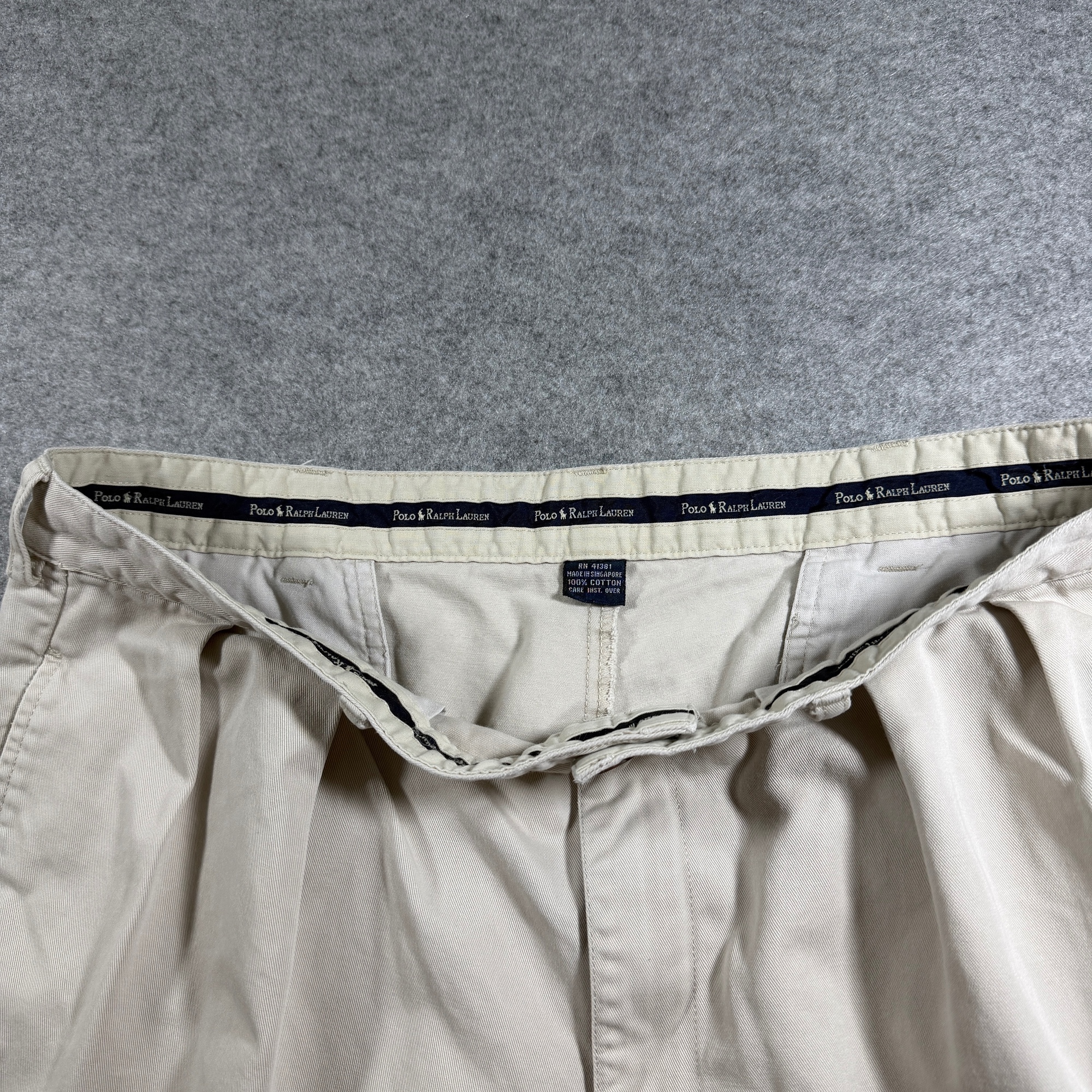 Vintage Polo Ralph Lauren Chino Shorts Mens 36 Khaki Pleated Front Cotton Golf thumbnail 5