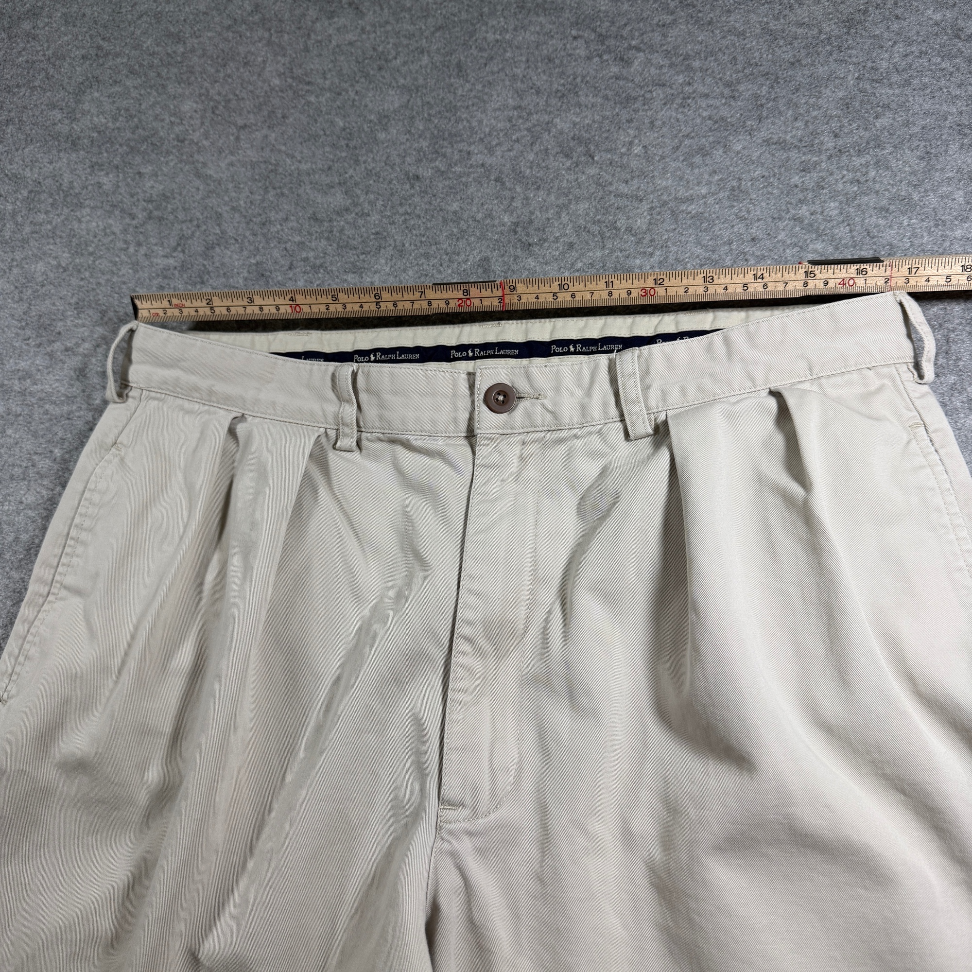 Vintage Polo Ralph Lauren Chino Shorts Mens 36 Khaki Pleated Front Cotton Golf thumbnail 6