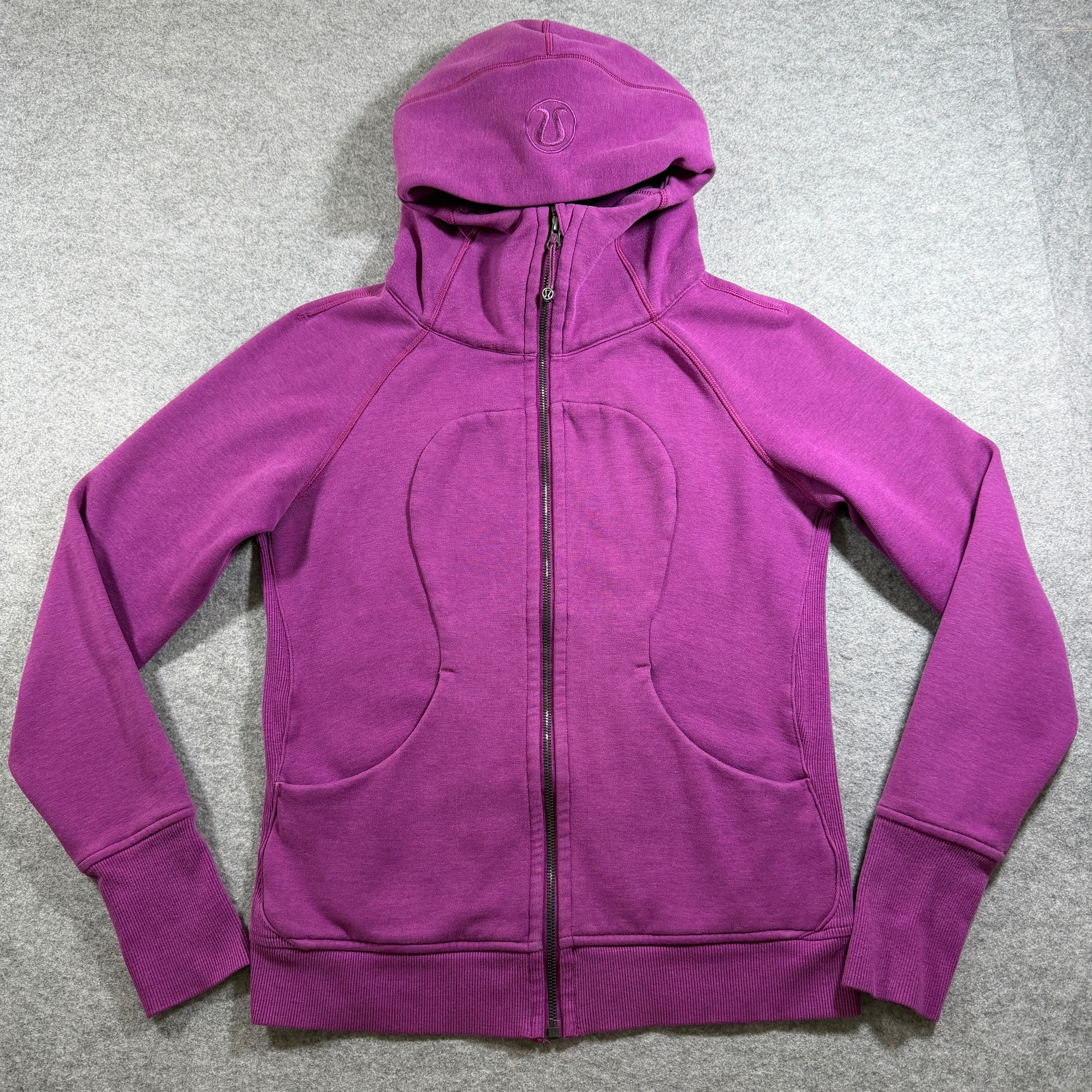 Lululemon Scuba Hoodie Womens 6 Magenta Full Zip Sherpa Lined Kangaroo Pocket