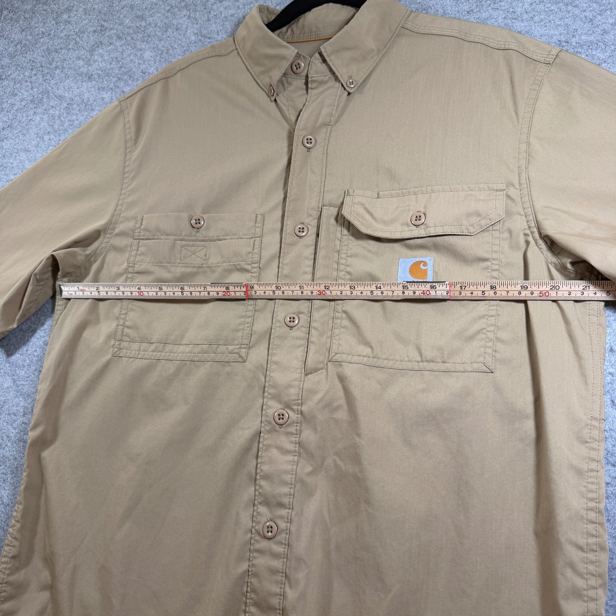 Carhartt Force Shirt Mens M Khaki Tan Button Down Short Sleeve Workwear Mesh Net thumbnail 5