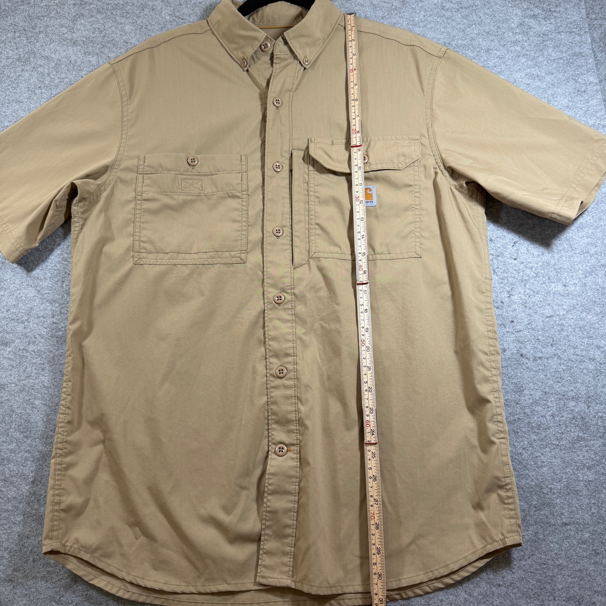 Carhartt Force Shirt Mens M Khaki Tan Button Down Short Sleeve Workwear Mesh Net thumbnail 6