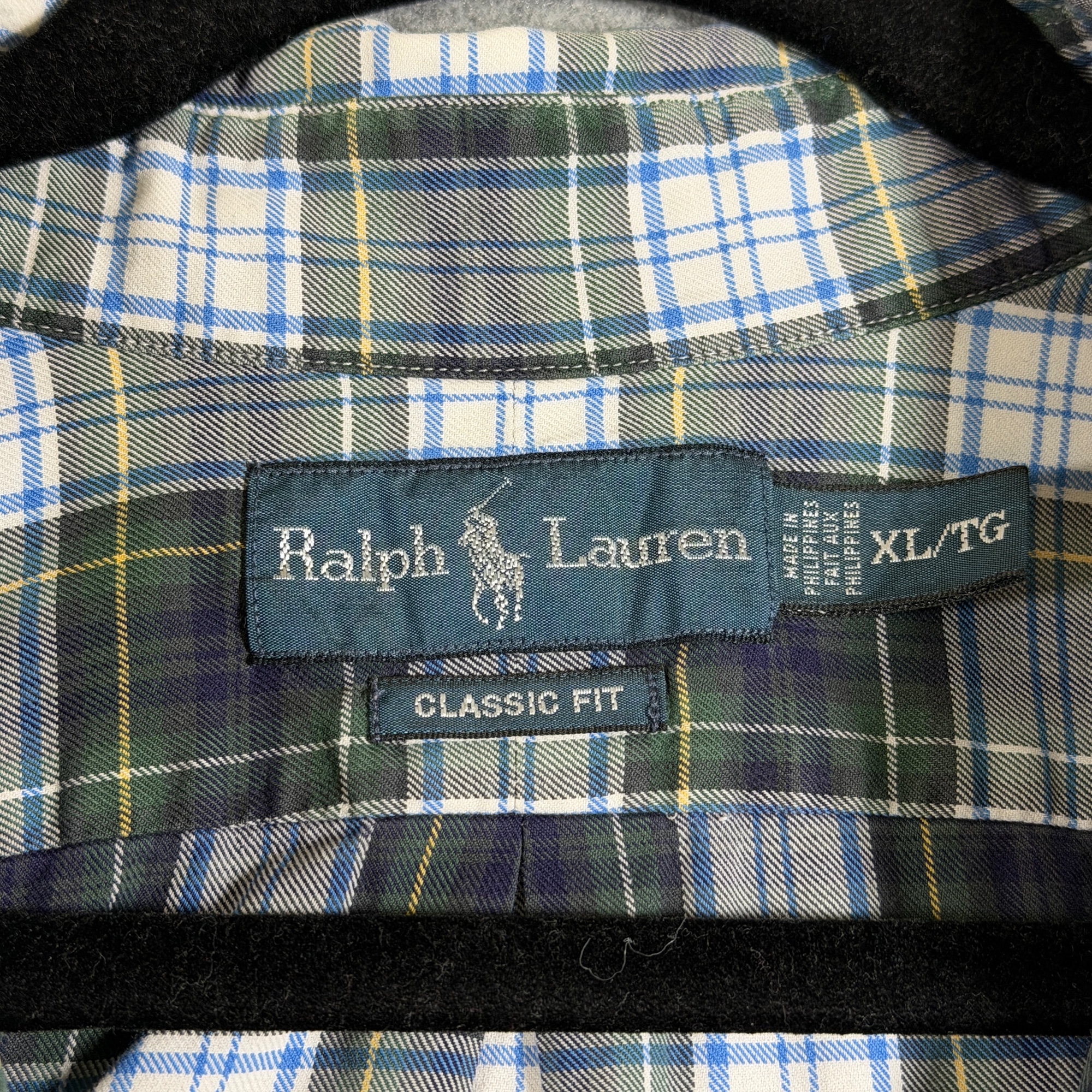 Polo Ralph Lauren Button Down Shirt Mens XL Green Navy Plaid Classic Fit Cotton thumbnail 3