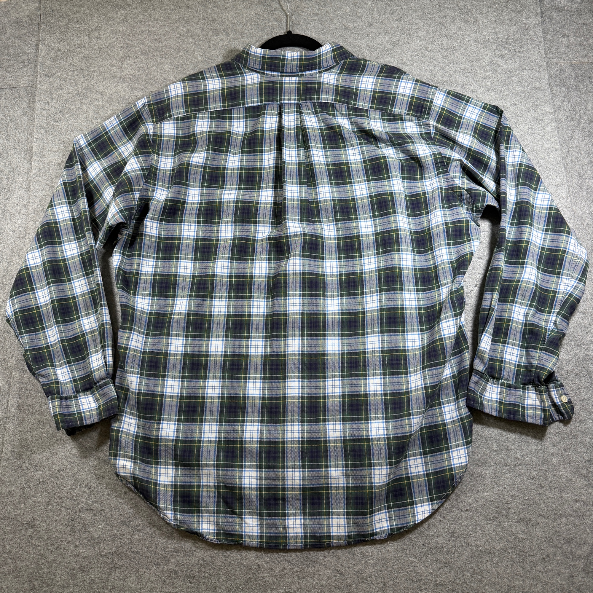 Polo Ralph Lauren Button Down Shirt Mens XL Green Navy Plaid Classic Fit Cotton thumbnail 4