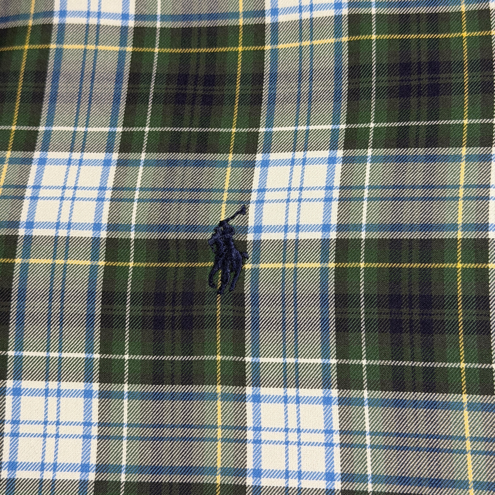 Polo Ralph Lauren Button Down Shirt Mens XL Green Navy Plaid Classic Fit Cotton thumbnail 9