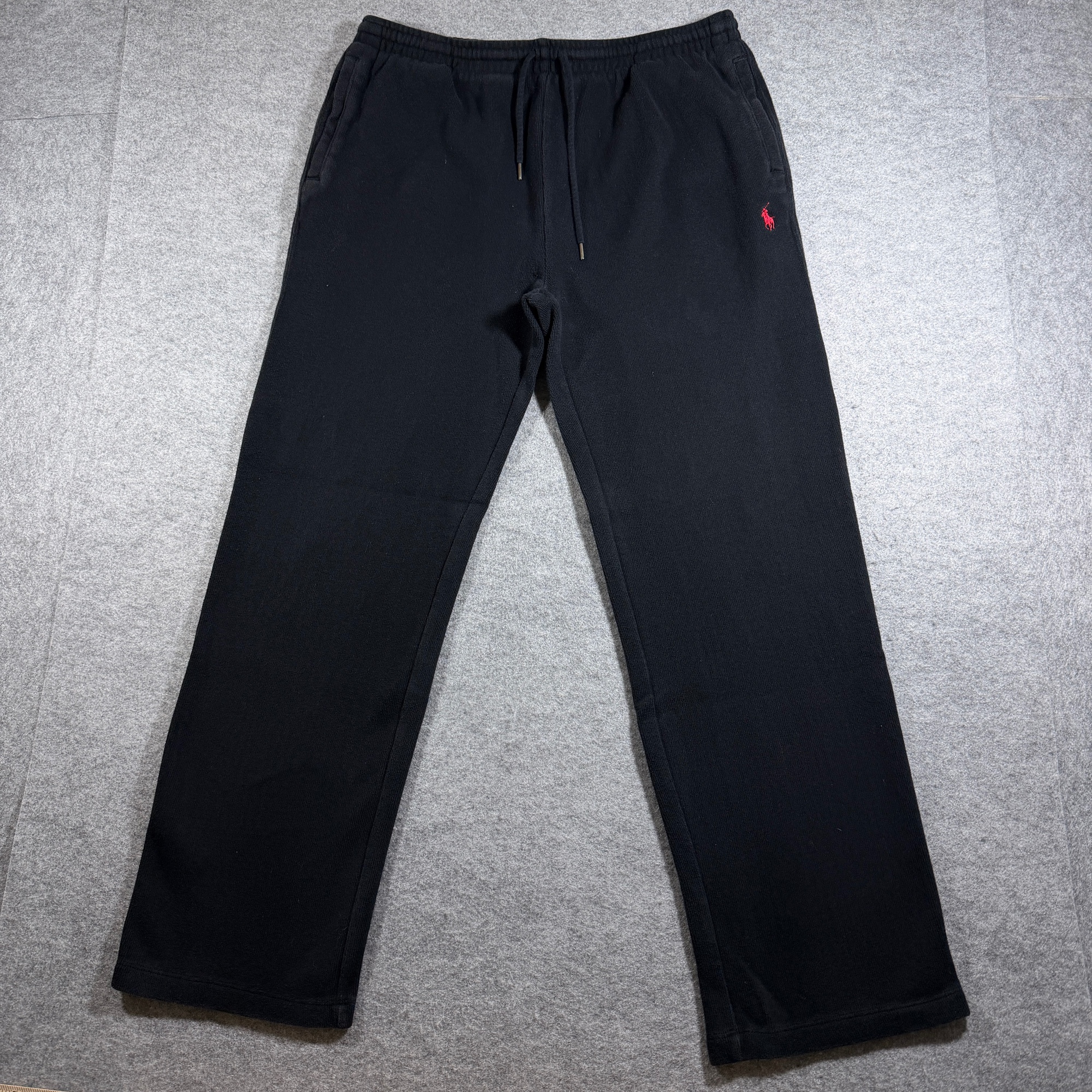 Vintage 90s Polo Ralph Lauren Sweatpants Mens M Black Fleece Knit Drawstring