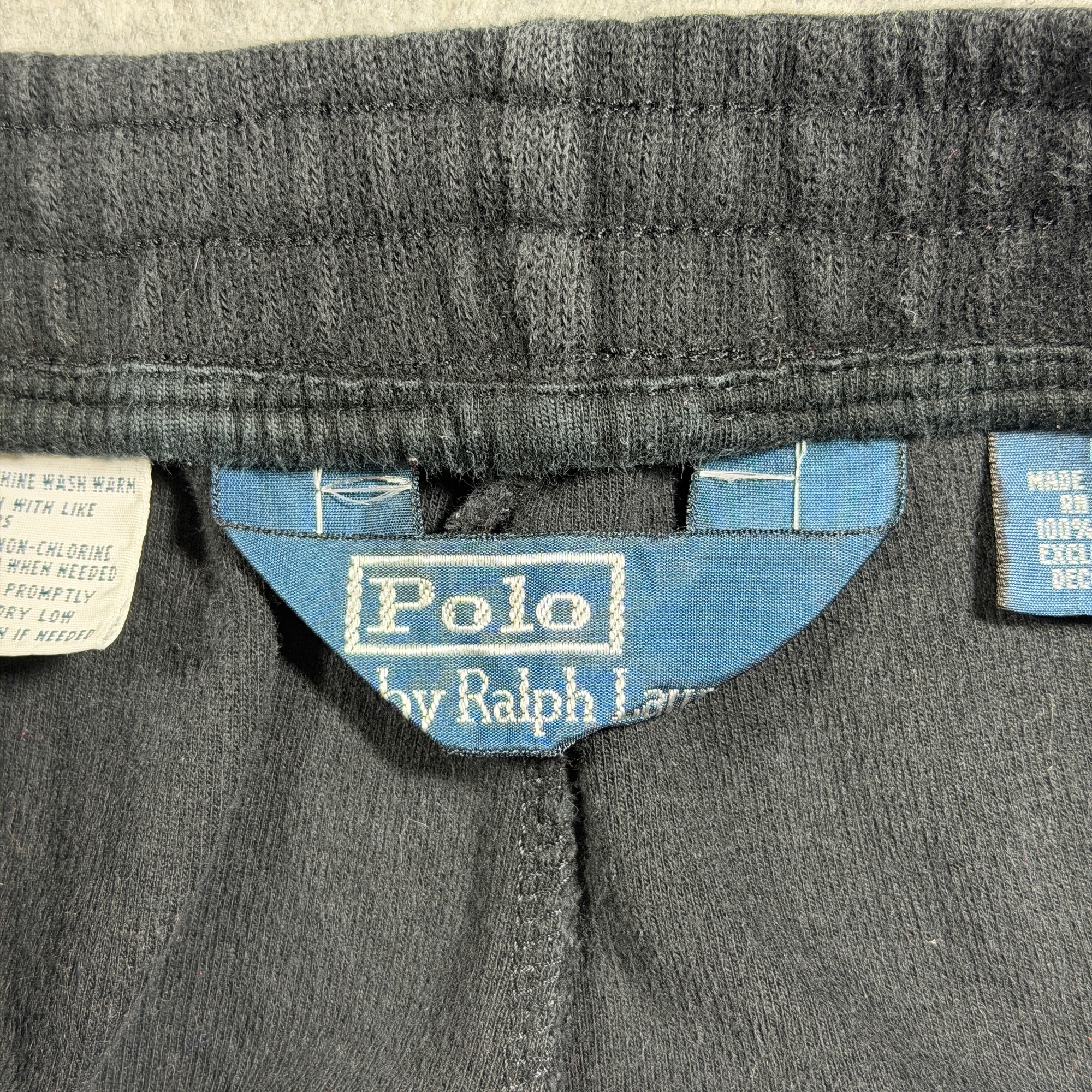 Vintage 90s Polo Ralph Lauren Sweatpants Mens M Black Fleece Knit Drawstring thumbnail 8