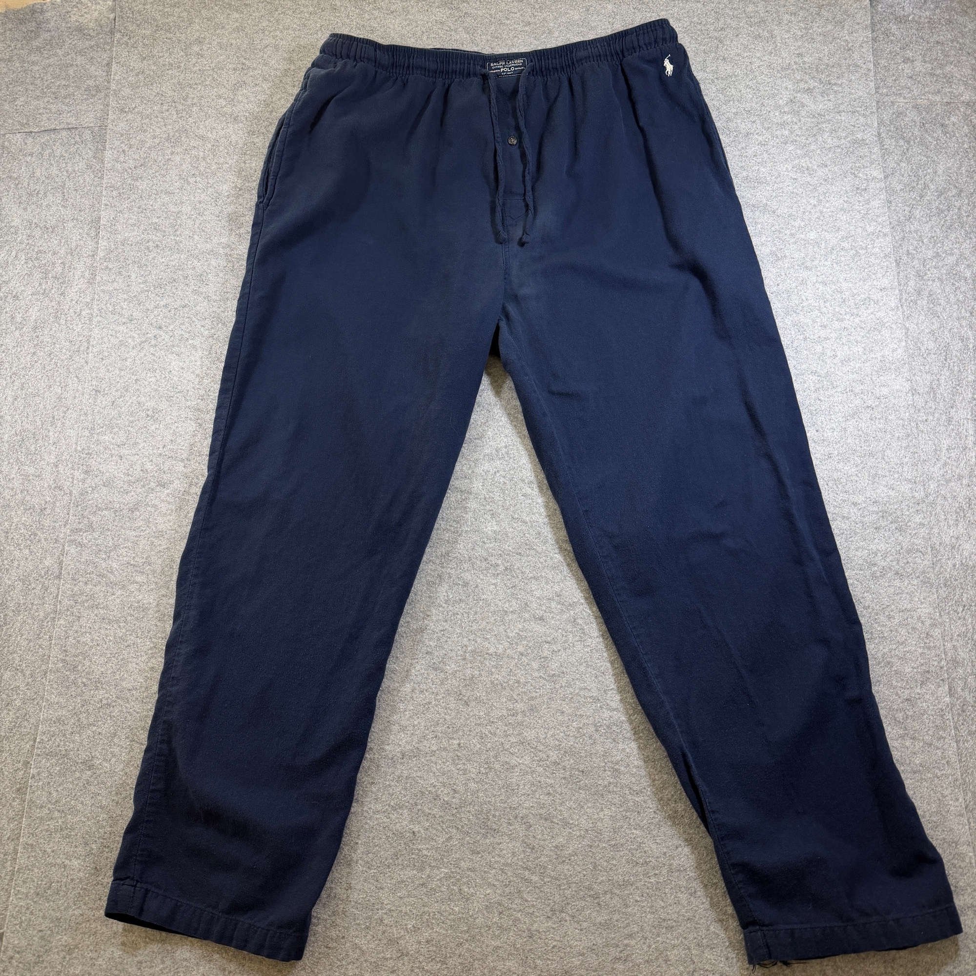 Polo Ralph Lauren Sleep Pants Mens L Navy Pony Logo Drawstring Cotton Lounge