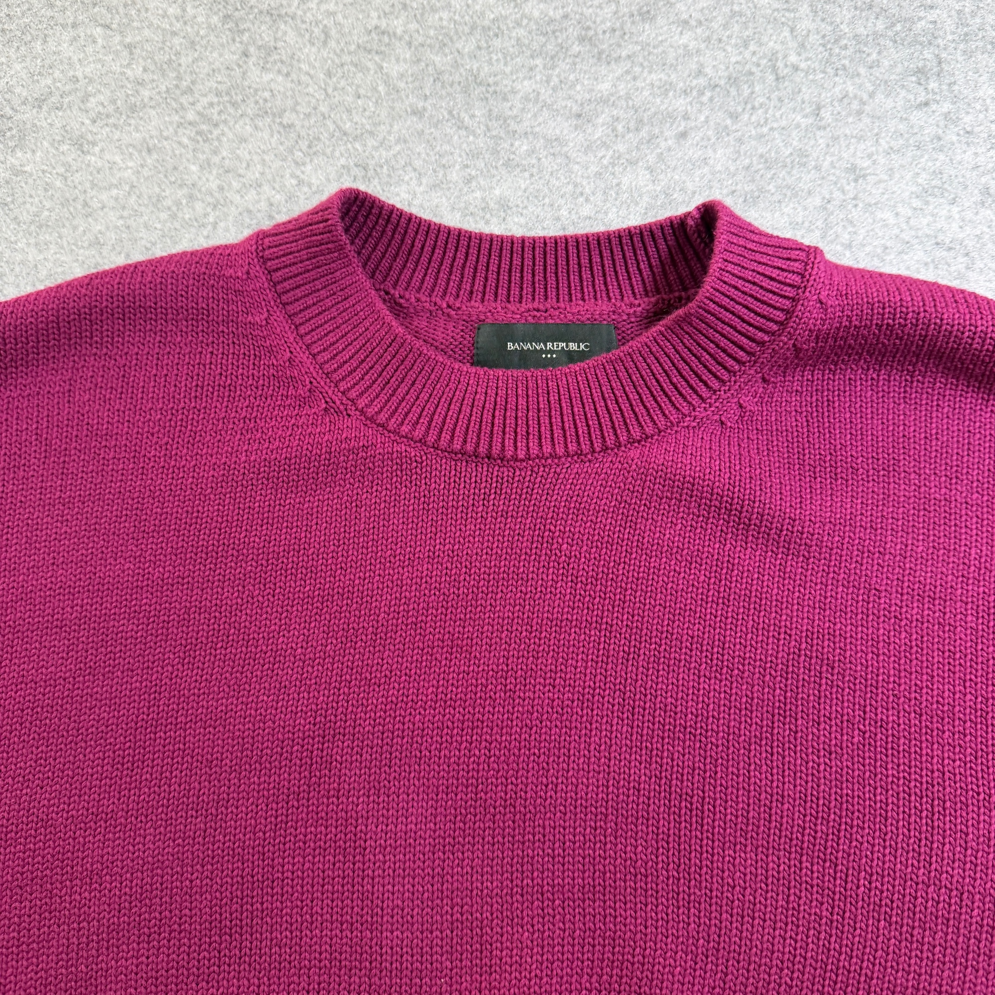 Banana Republic SS Sweater Womens M Magenta Berry Cropped Boxy Crew Neck Cotton thumbnail 4