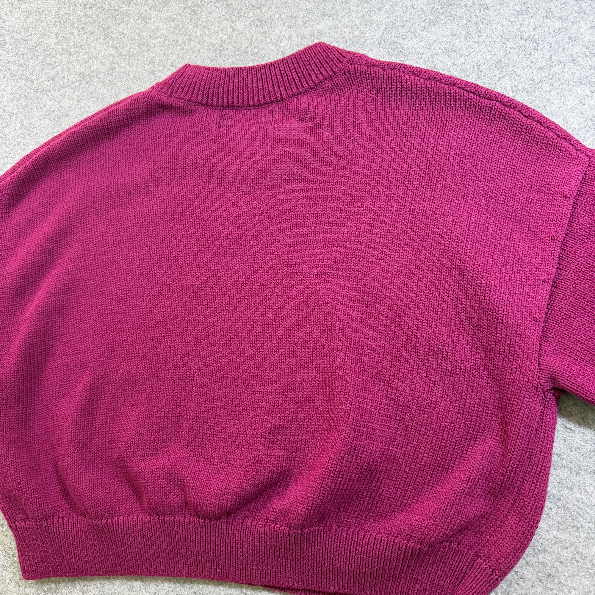 Banana Republic SS Sweater Womens M Magenta Berry Cropped Boxy Crew Neck Cotton thumbnail 5