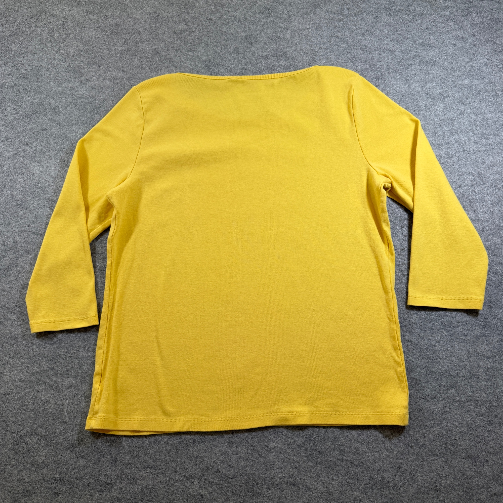 Talbots Top Womens M Yellow Boat Neck 3/4 Sleeve Cotton Lightweight Classic thumbnail 2