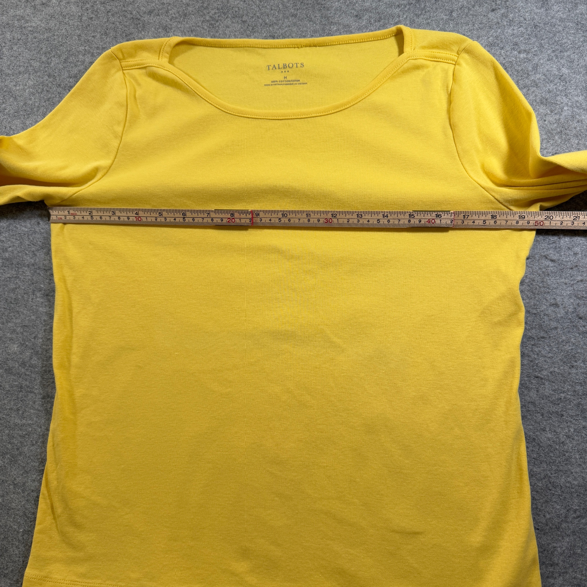 Talbots Top Womens M Yellow Boat Neck 3/4 Sleeve Cotton Lightweight Classic thumbnail 6