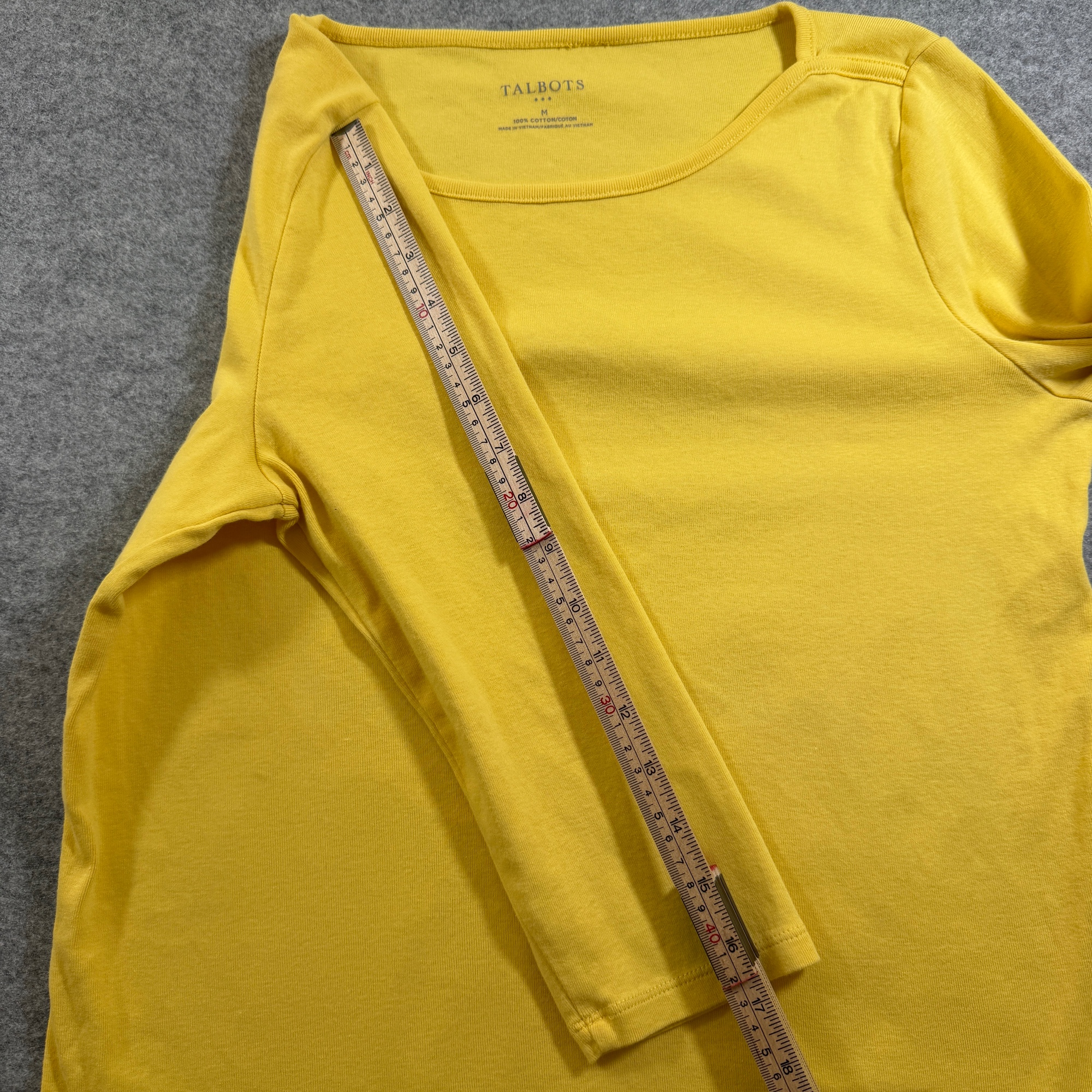 Talbots Top Womens M Yellow Boat Neck 3/4 Sleeve Cotton Lightweight Classic thumbnail 7