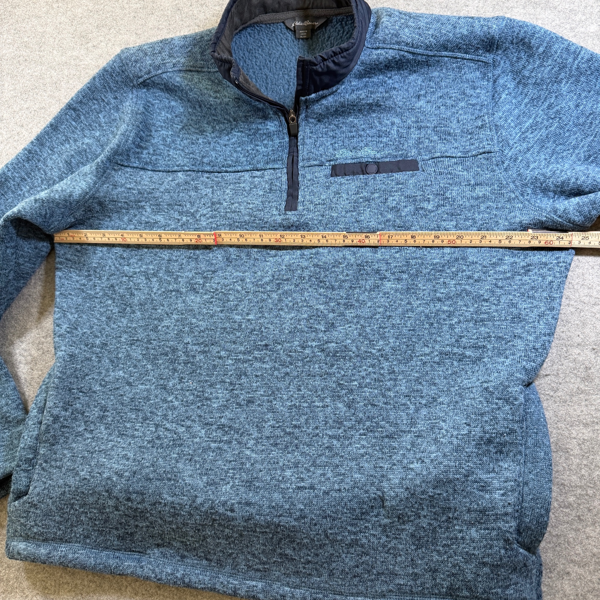 Eddie Bauer Sweater Fleece Pullover Men XL Blue Heather Quarter Zip Outdoor Warm thumbnail 6