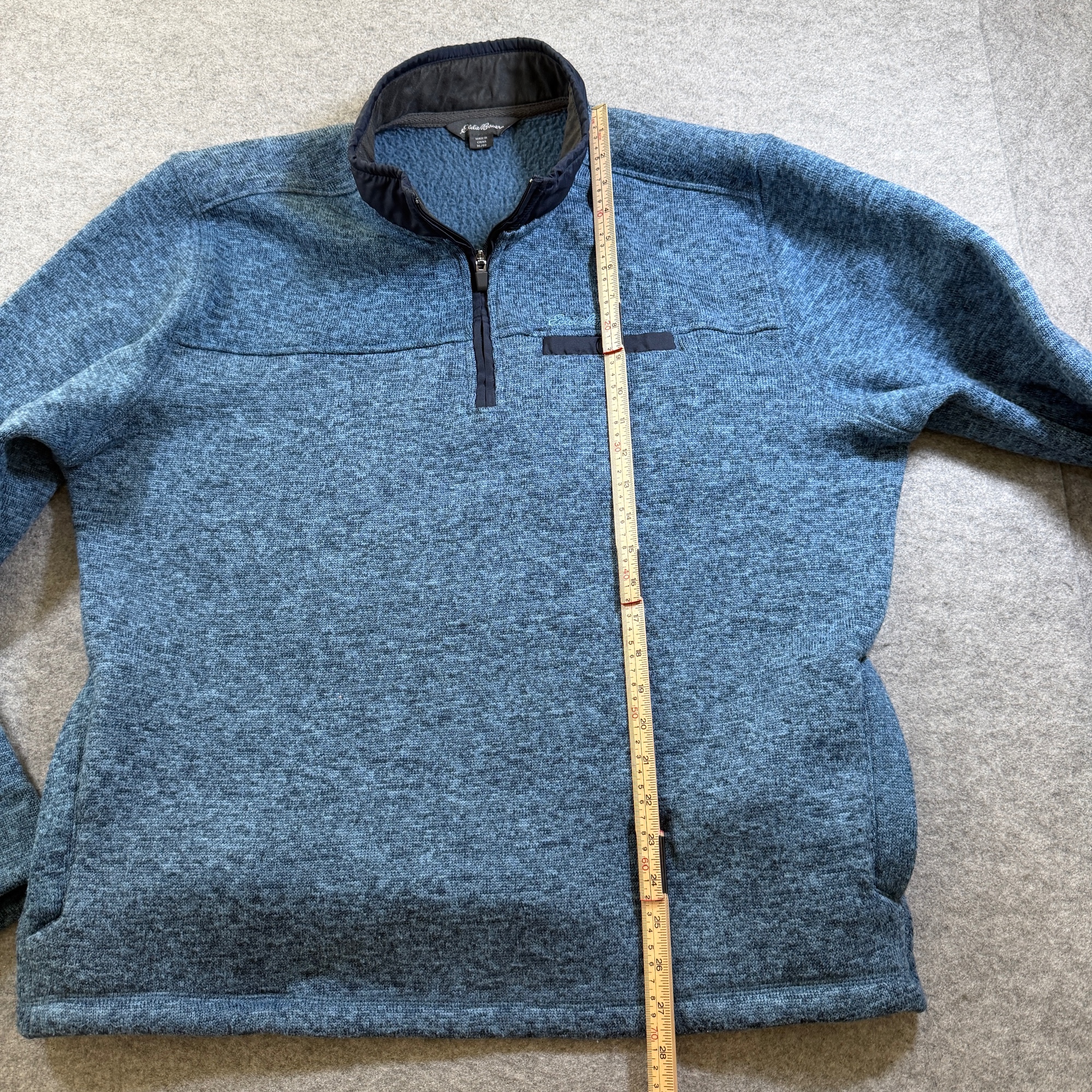 Eddie Bauer Sweater Fleece Pullover Men XL Blue Heather Quarter Zip Outdoor Warm thumbnail 7