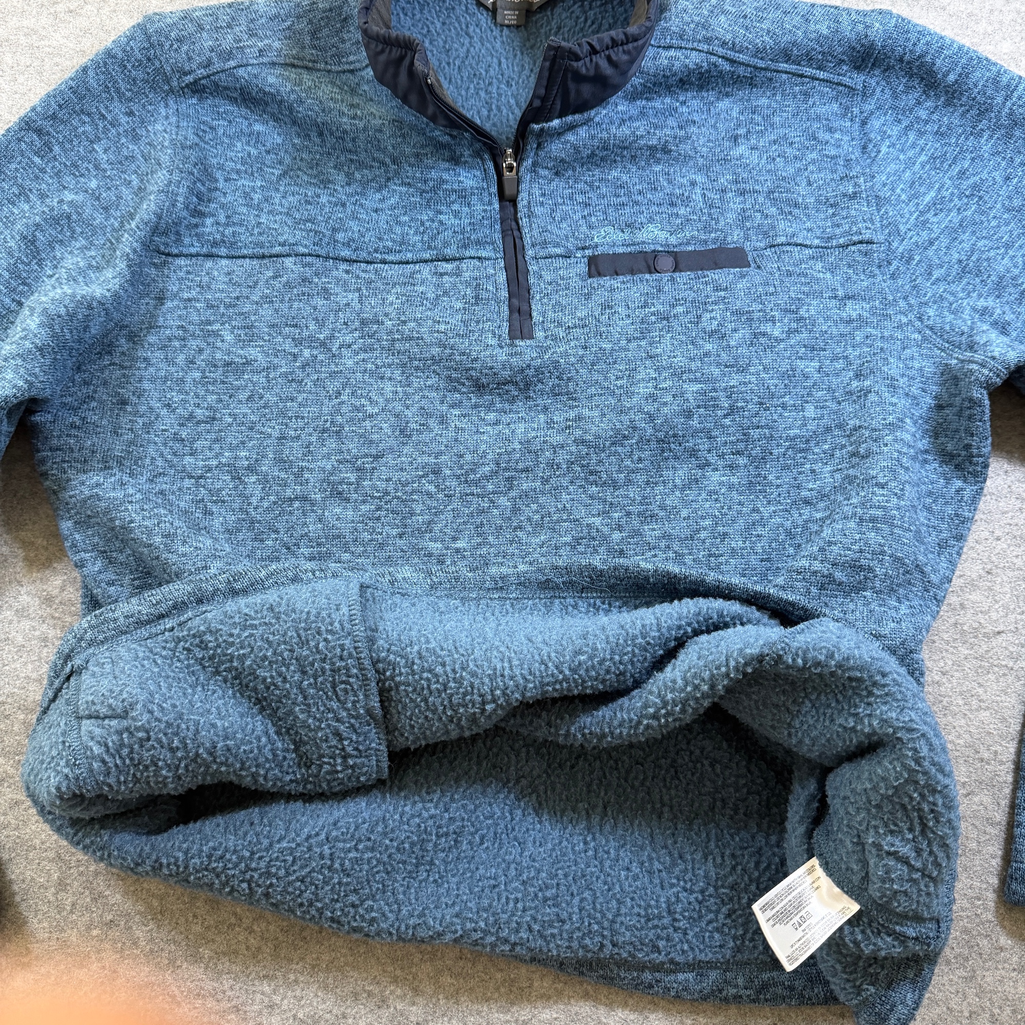 Eddie Bauer Sweater Fleece Pullover Men XL Blue Heather Quarter Zip Outdoor Warm thumbnail 10