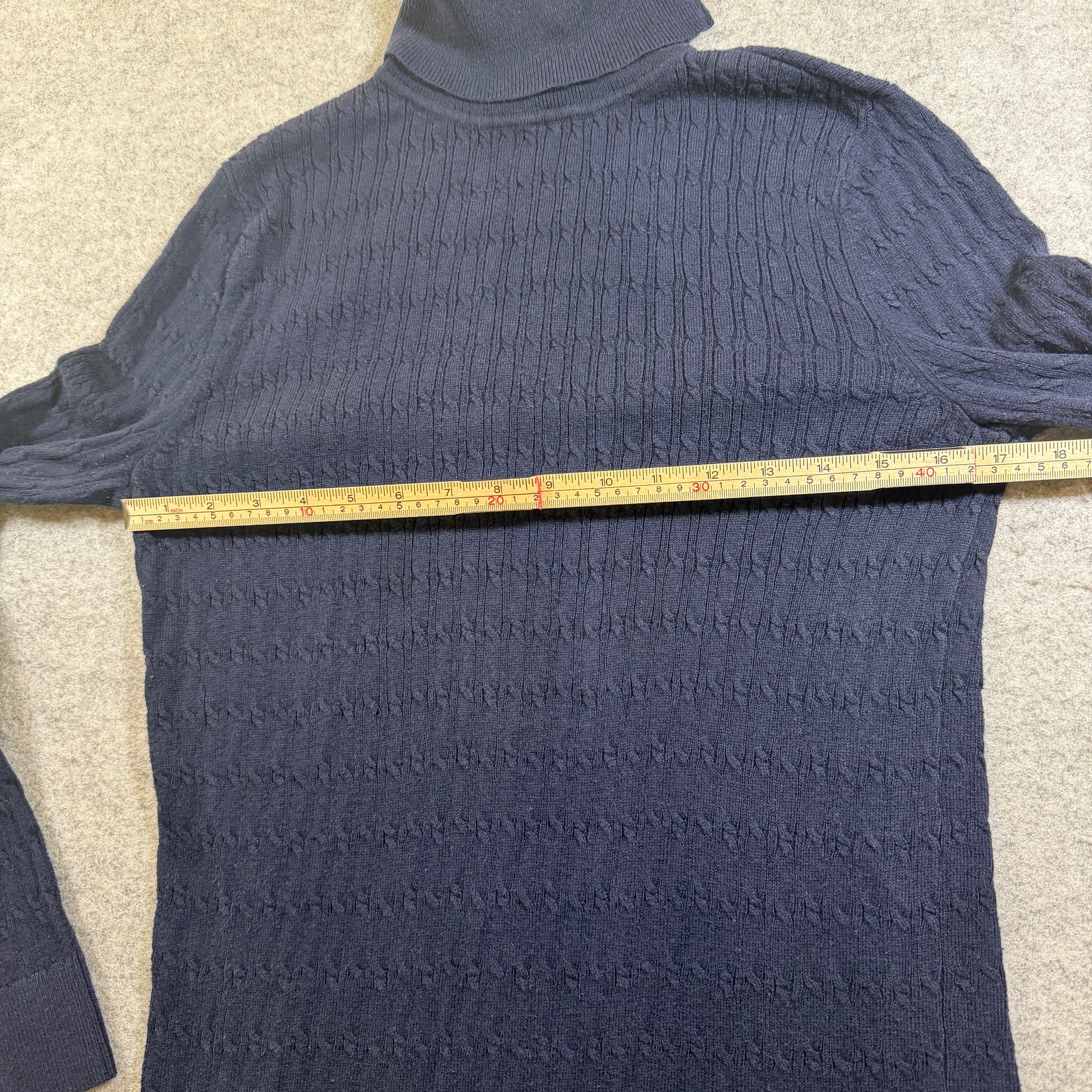 Talbots Turtleneck Sweater Womens L Navy Cable Knit Cotton Ribbed Cuffs Pretty thumbnail 5