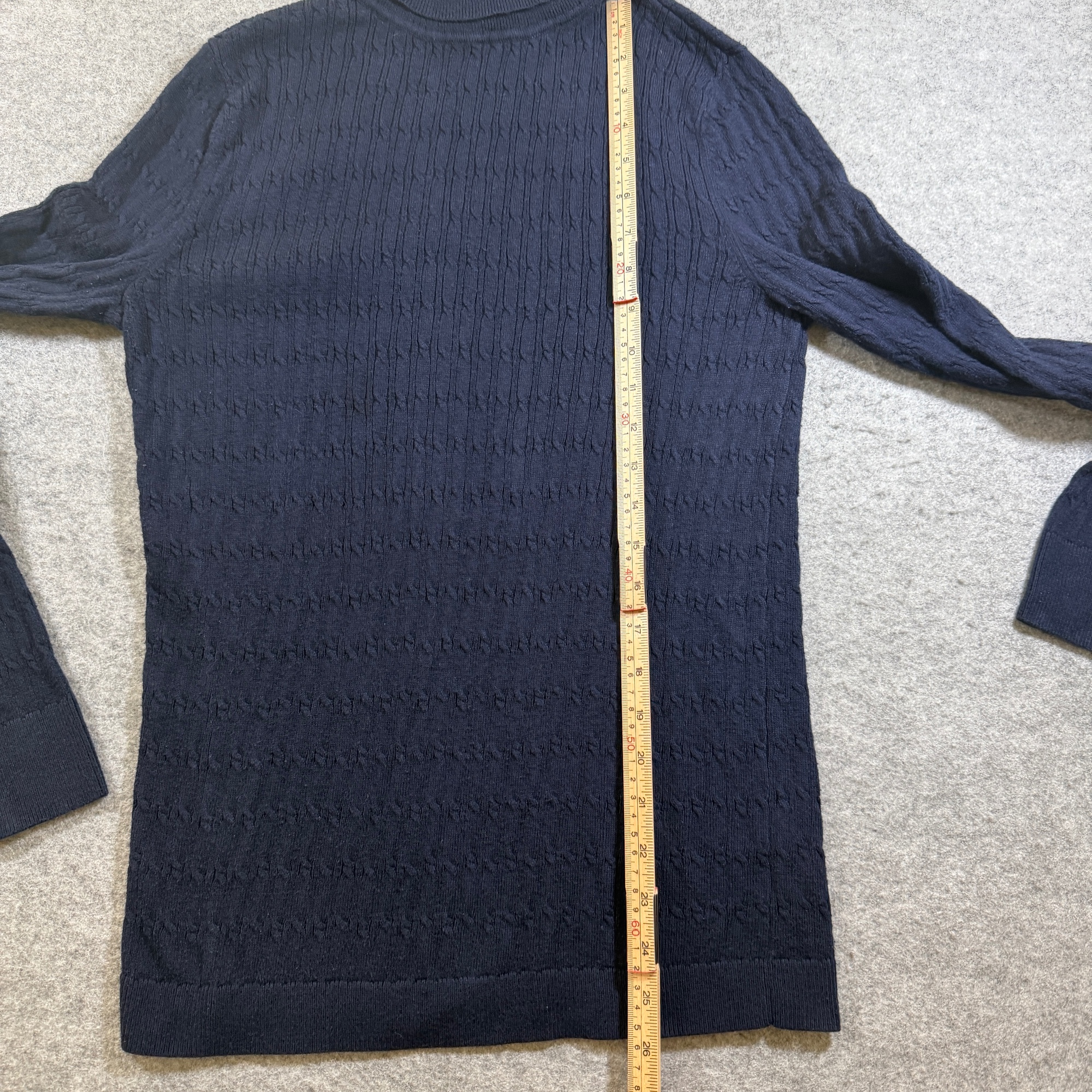 Talbots Turtleneck Sweater Womens L Navy Cable Knit Cotton Ribbed Cuffs Pretty thumbnail 6