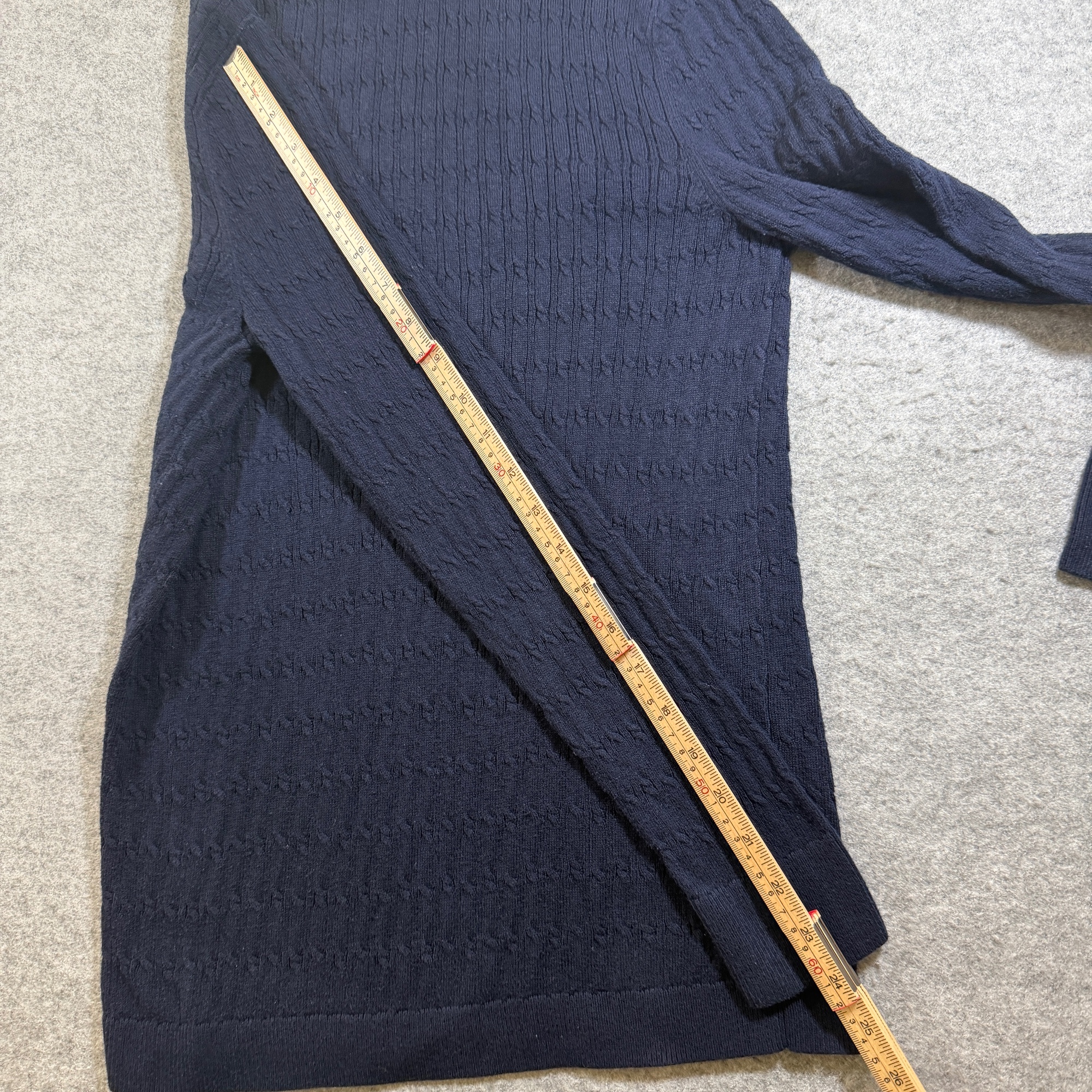Talbots Turtleneck Sweater Womens L Navy Cable Knit Cotton Ribbed Cuffs Pretty thumbnail 7