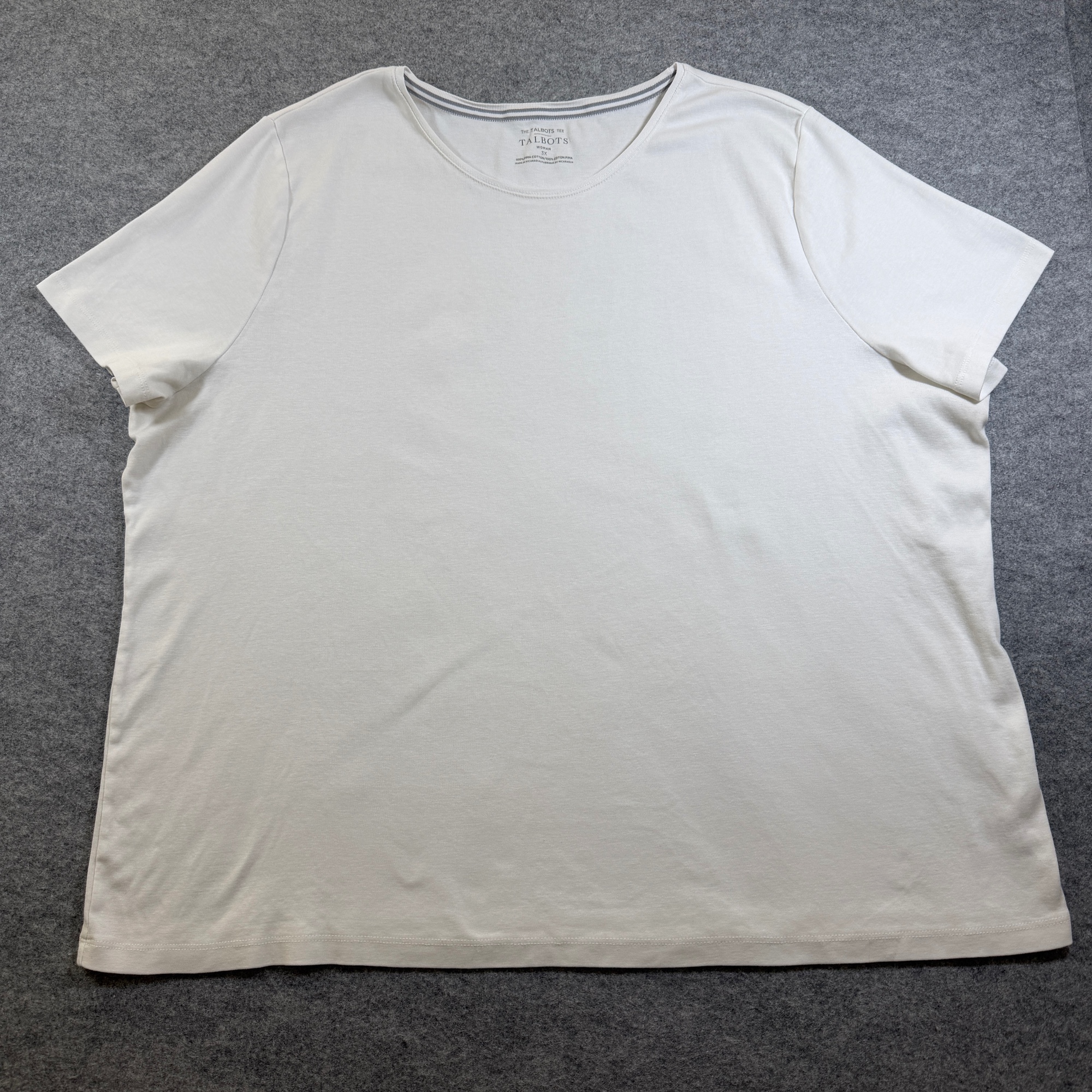 Talbots Tee Womens 3X White Scoop Neck Short Sleeve Pima Cotton Relaxed Fit