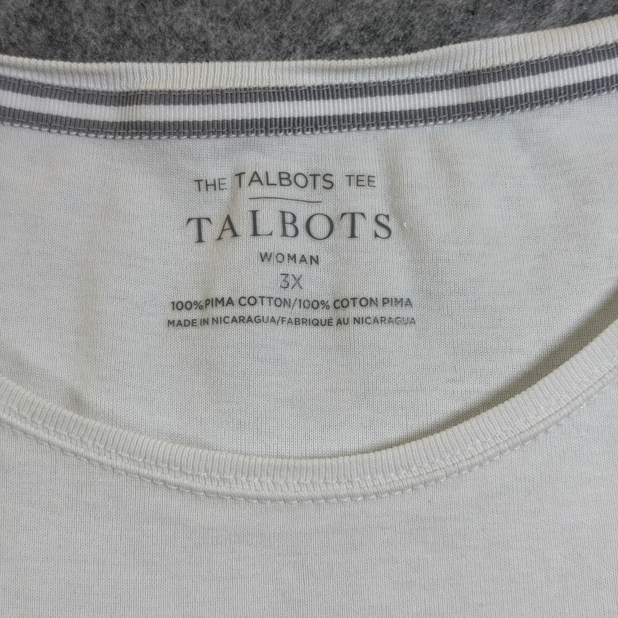 Talbots Tee Womens 3X White Scoop Neck Short Sleeve Pima Cotton Relaxed Fit thumbnail 3