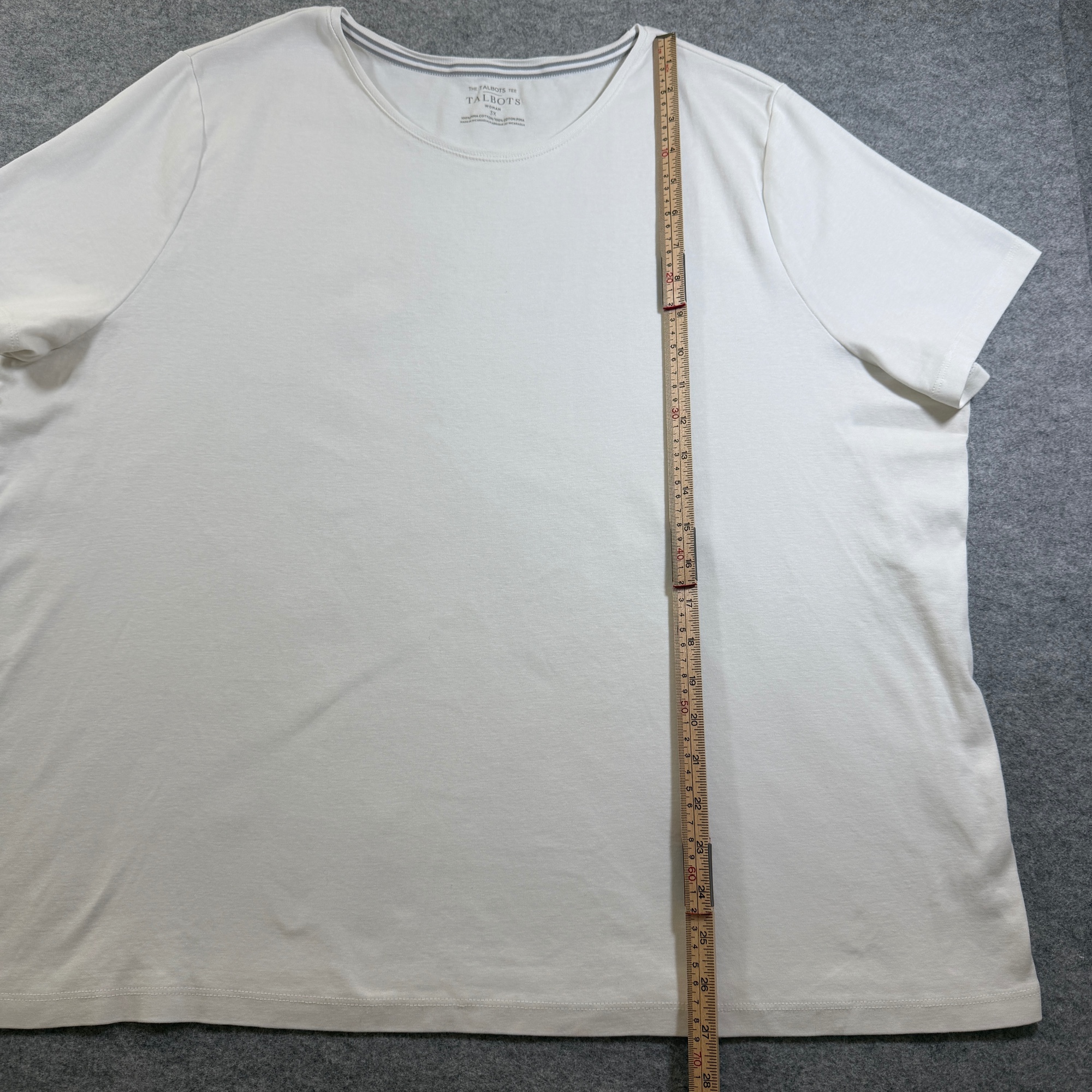 Talbots Tee Womens 3X White Scoop Neck Short Sleeve Pima Cotton Relaxed Fit thumbnail 7