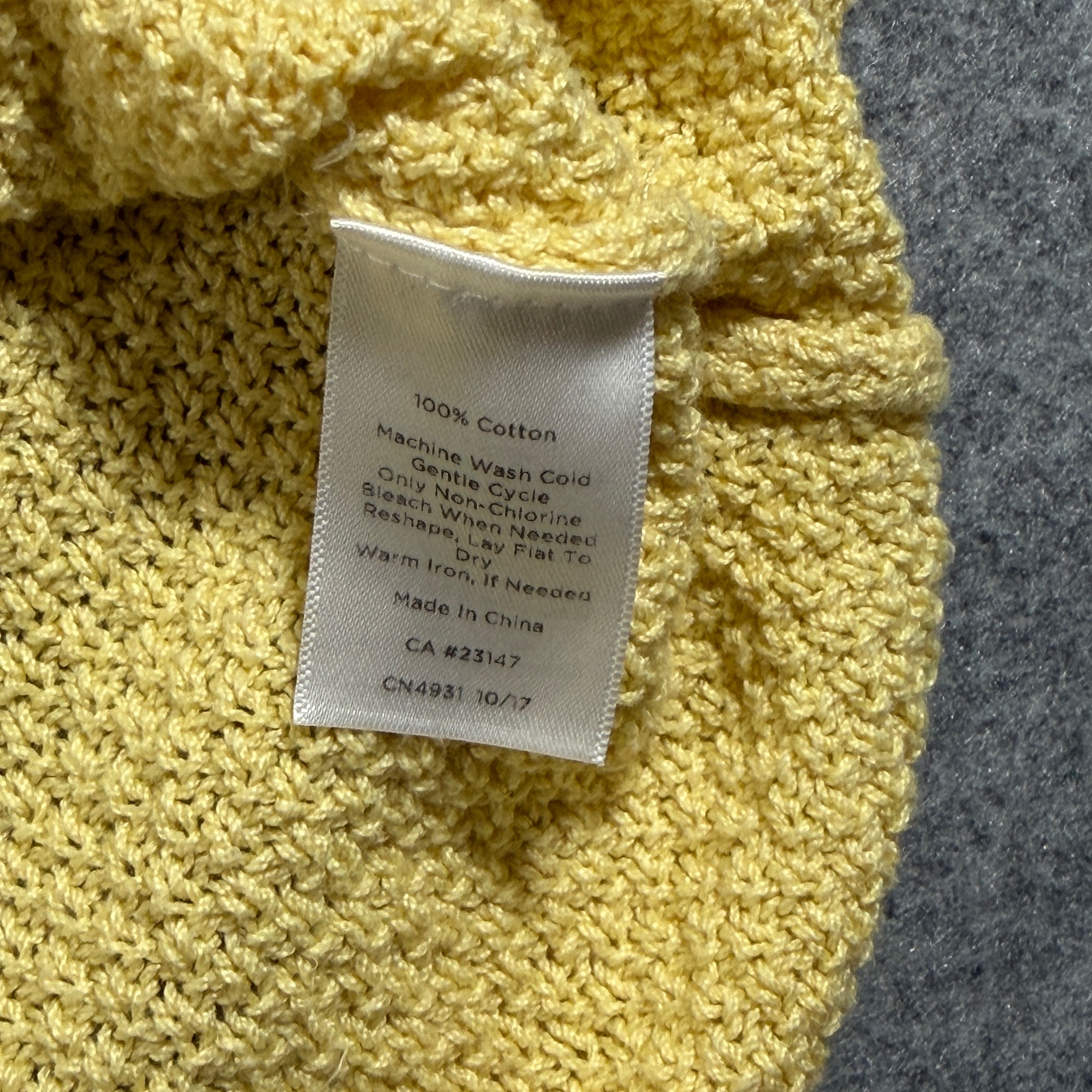 Talbots 3/4 Sleeve Sweater Womens M Yellow Cotton Fringe Cuff Crewneck Preppy thumbnail 9